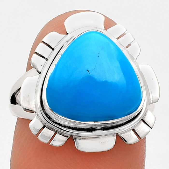 Sleeping Beauty Turquoise Ring size-7 EXR02218 R-1342, 12x12 mm