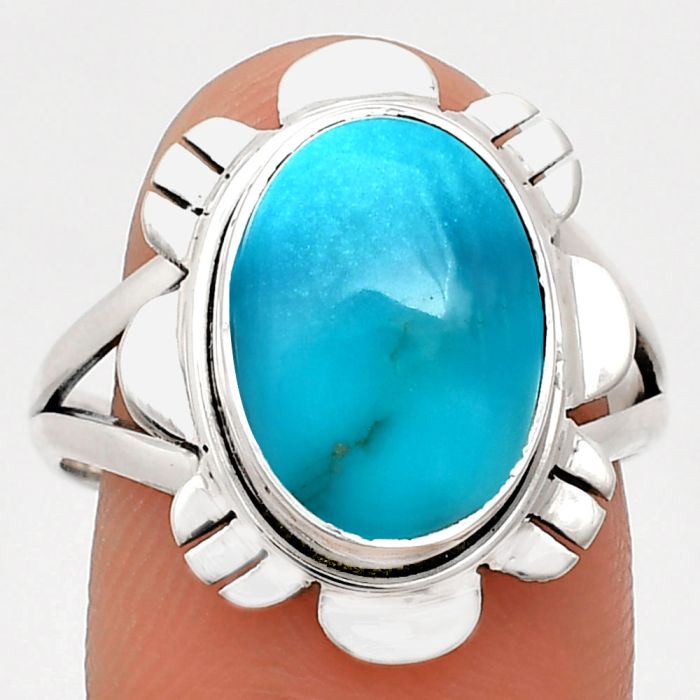 Sleeping Beauty Turquoise Ring size-9 EXR02220 R-1342, 10x13 mm