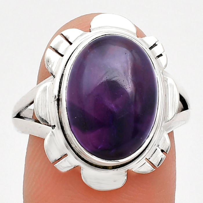 Super 23 Amethyst Mineral From Auralite Ring size-9 EXR02239 R-1342, 10x14 mm