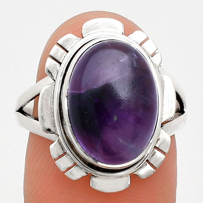 Super 23 Amethyst Mineral From Auralite Ring size-8 EXR02240 R-1342, 10x14 mm