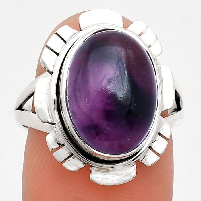 Super 23 Amethyst Mineral From Auralite Ring size-8 EXR02241 R-1342, 10x14 mm