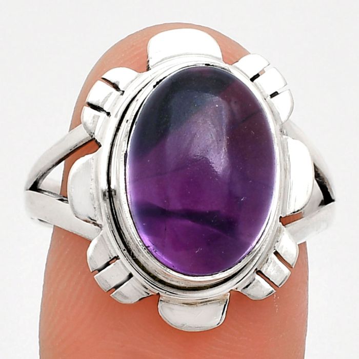 Super 23 Amethyst Mineral From Auralite Ring size-8.5 EXR02242 R-1342, 10x13 mm