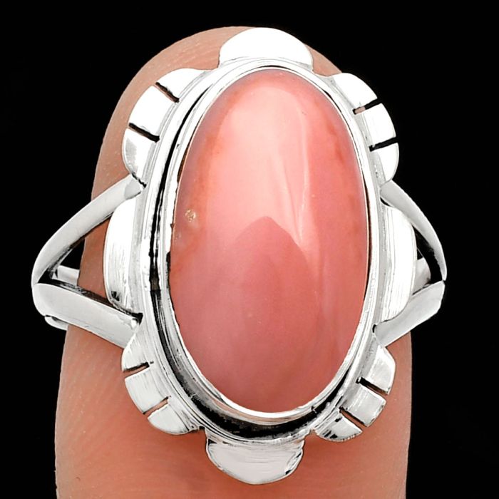 Pink Opal Ring size-8.5 EXR02243 R-1342, 10x16 mm