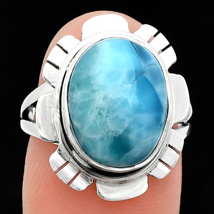 Larimar (Dominican Republic) Ring size-7 EXR02244 R-1342, 11x14 mm