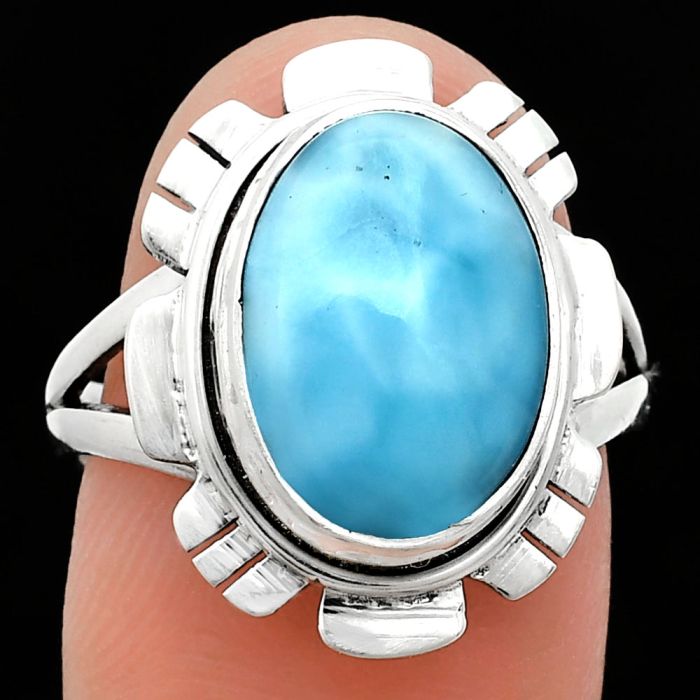 Larimar (Dominican Republic) Ring size-8 EXR02246 R-1342, 10x13 mm