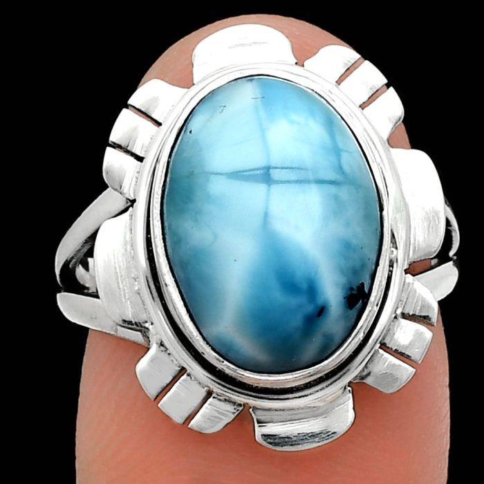 Larimar (Dominican Republic) Ring size-7 EXR02248 R-1342, 10x13 mm