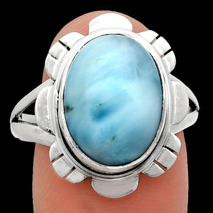 Larimar (Dominican Republic) Ring size-9.5 EXR02249 R-1342, 11x15 mm