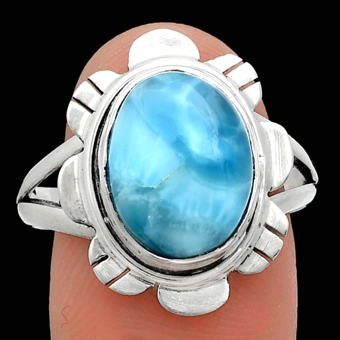 Larimar (Dominican Republic) Ring size-9.5 EXR02250 R-1342, 10x13 mm