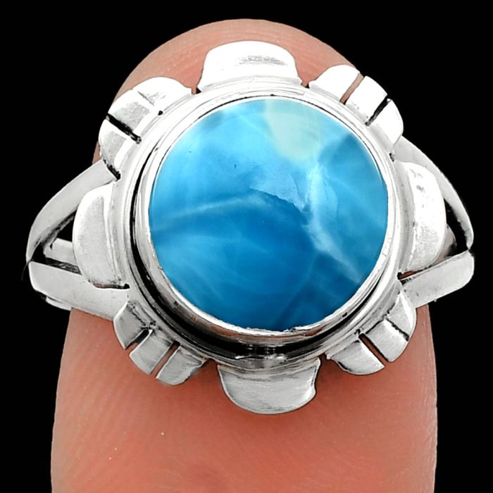 Larimar (Dominican Republic) Ring size-9 EXR02251 R-1342, 10x10 mm