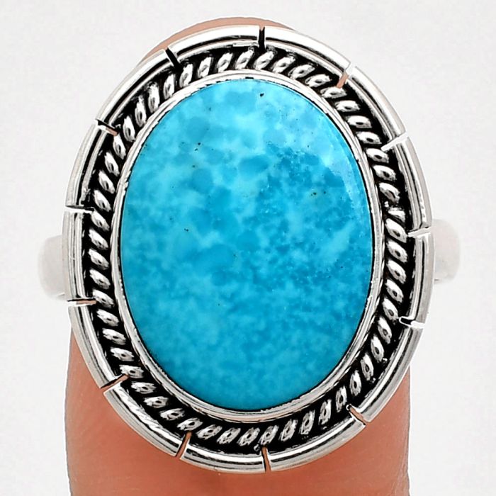 Natural Rare Turquoise Nevada Aztec Mt Ring size-10 EXR02252 R-1728, 12x16 mm