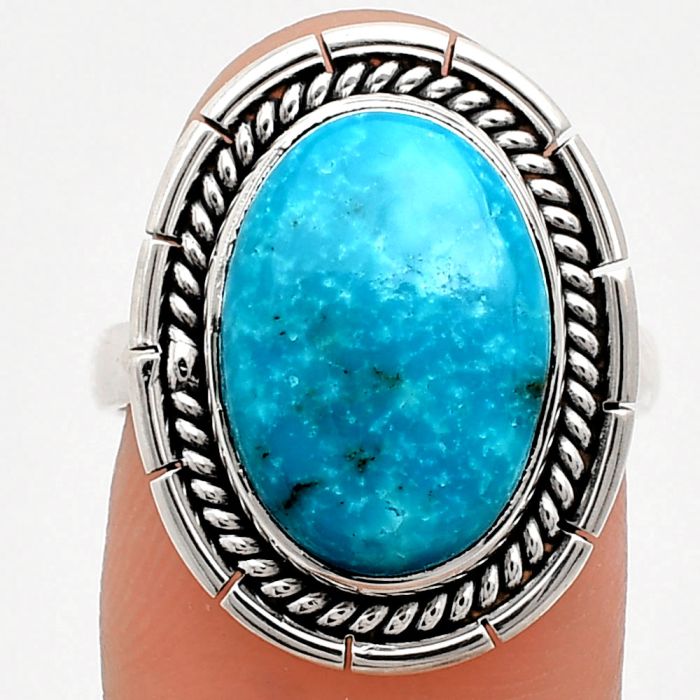 Natural Rare Turquoise Nevada Aztec Mt Ring size-7 EXR02255 R-1728, 11x15 mm