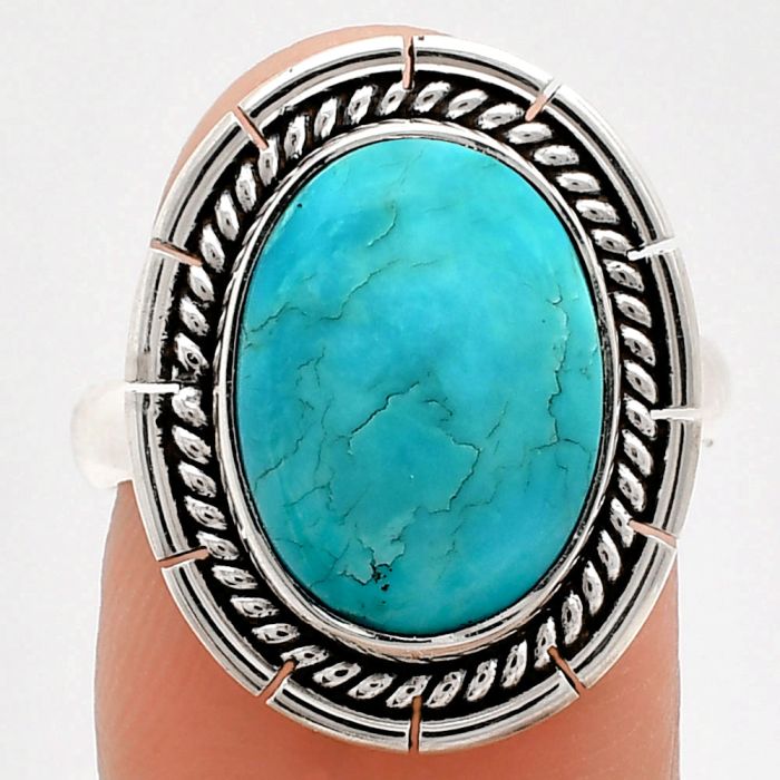 Natural Rare Turquoise Nevada Aztec Mt Ring size-8 EXR02256 R-1728, 11x15 mm