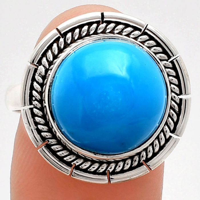 Sleeping Beauty Turquoise Ring size-8 EXR02257 R-1728, 13x13 mm