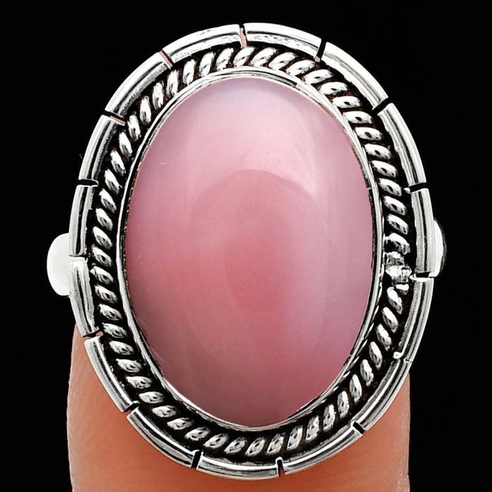 Pink Opal Ring size-9 EXR02267 R-1728, 12x17 mm