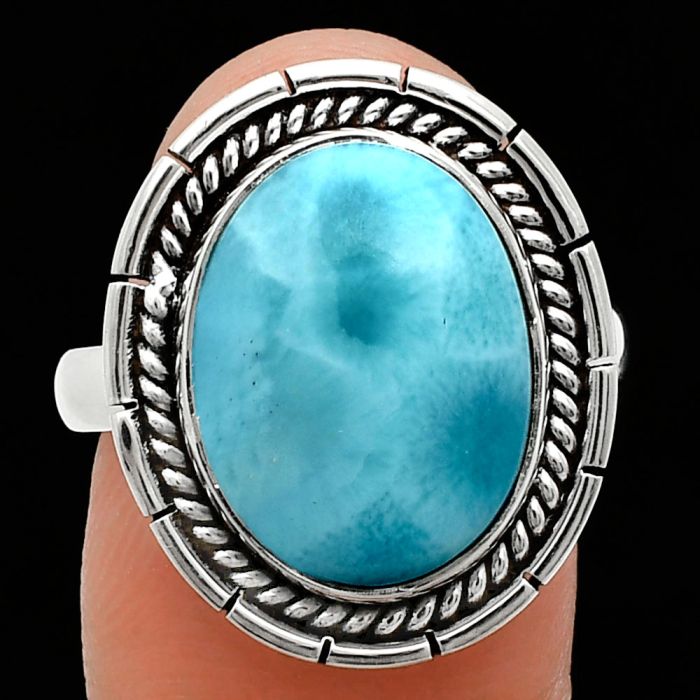 Larimar (Dominican Republic) Ring size-9 EXR02268 R-1728, 12x16 mm