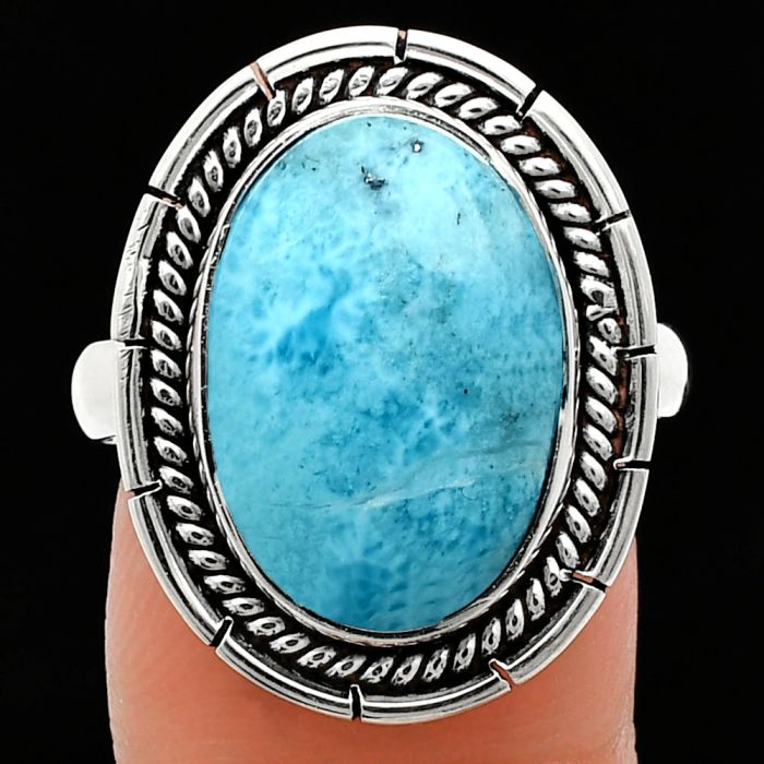 Larimar (Dominican Republic) Ring size-9 EXR02269 R-1728, 12x17 mm