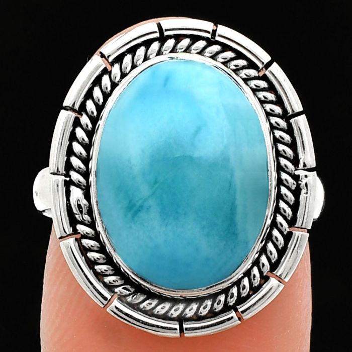 Larimar (Dominican Republic) Ring size-7 EXR02270 R-1728, 11x15 mm