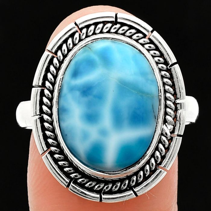 Larimar (Dominican Republic) Ring size-10 EXR02273 R-1728, 12x16 mm