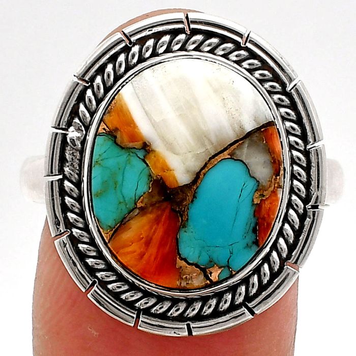 Spiny Oyster Turquoise Ring size-10 EXR02295 R-1728, 12x15 mm