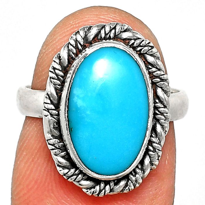 Sleeping Beauty Turquoise Ring size-6 EXR02321 R-1013, 9x14 mm