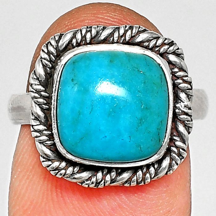 Sleeping Beauty Turquoise Ring size-7 EXR02322 R-1013, 10x10 mm