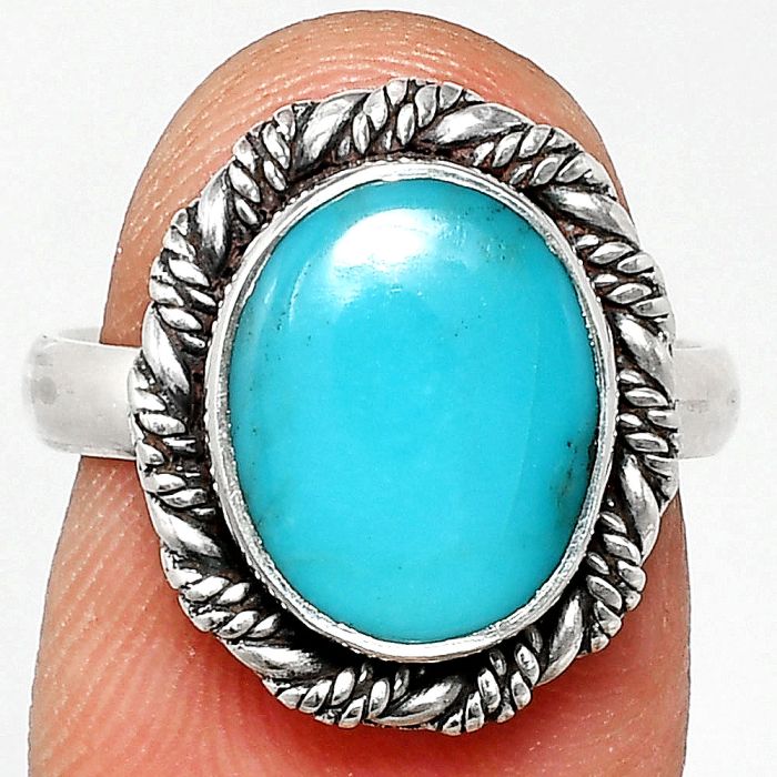 Sleeping Beauty Turquoise Ring size-7 EXR02323 R-1013, 10x12 mm