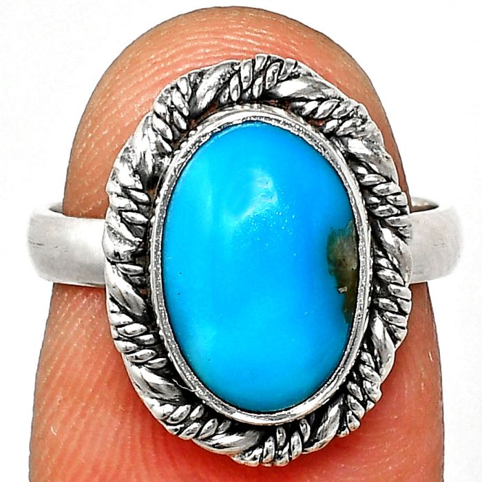 Sleeping Beauty Turquoise Ring size-6 EXR02324 R-1013, 8x12 mm