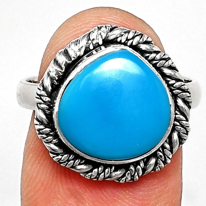 Sleeping Beauty Turquoise Ring size-8 EXR02326 R-1013, 12x12 mm