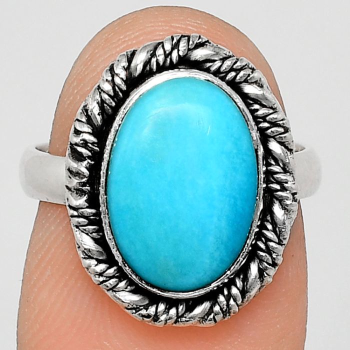 Sleeping Beauty Turquoise Ring size-6 EXR02327 R-1013, 9x13 mm