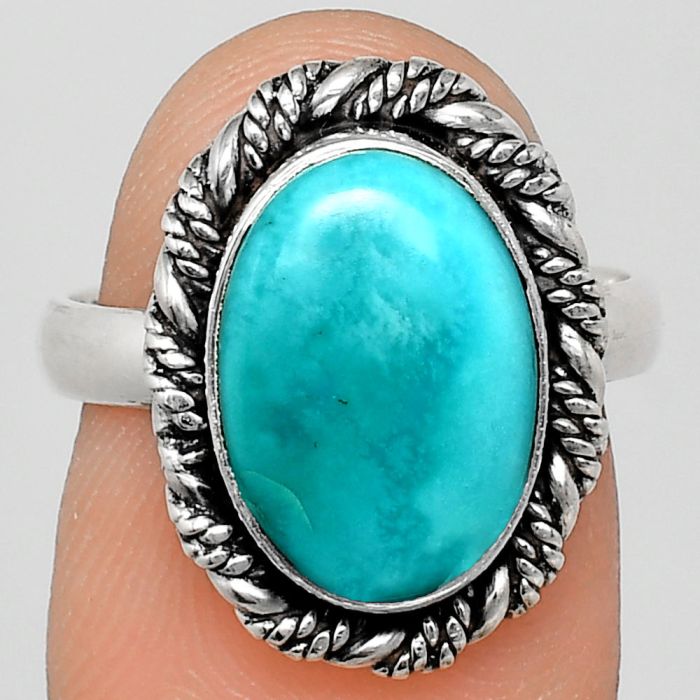 Sleeping Beauty Turquoise Ring size-7 EXR02328 R-1013, 9x13 mm