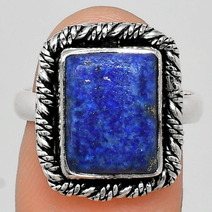 Lapis Lazuli Ring size-8 EXR02330 R-1013, 9x12 mm