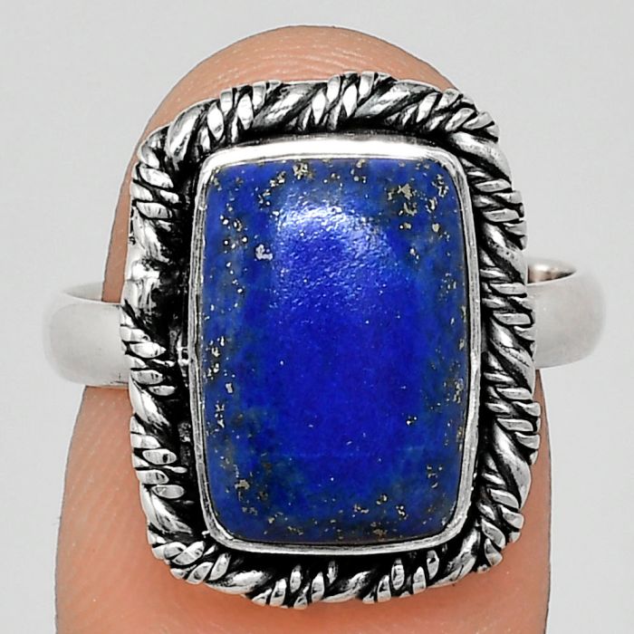 Lapis Lazuli Ring size-8 EXR02331 R-1013, 9x13 mm