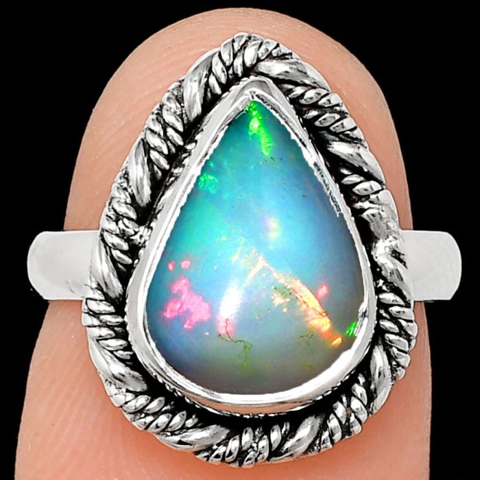 Ethiopian Opal Ring size-6 EXR02346 R-1013, 9x13 mm