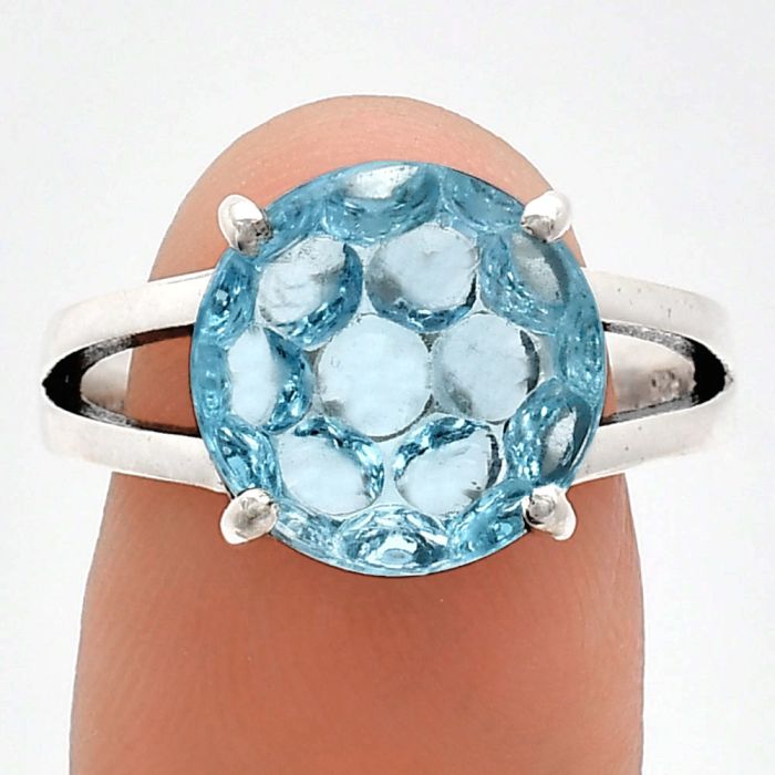 Sky Blue Topaz Ring size-8.5 EXR02430 R-1019, 14x14 mm