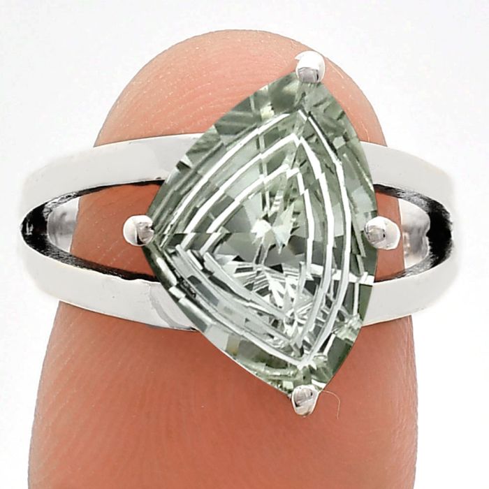 Prasiolite (Green Amethyst) Ring size-7 EXR02488 R-1019, 10x14 mm