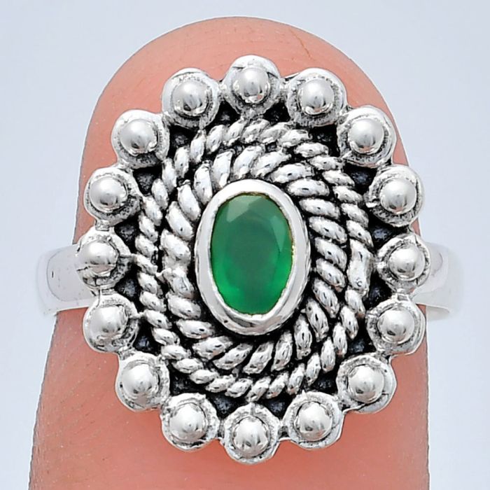 Green Onyx Ring size-7 EXR02526 R-1124, 6x4 mm