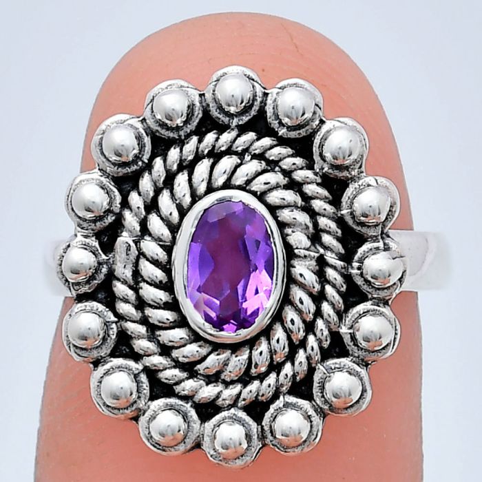 Amethyst Ring size-8 EXR02538 R-1124, 6x4 mm