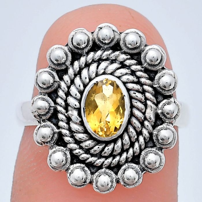 Citrine Ring size-6 EXR02562 R-1124, 6x4 mm