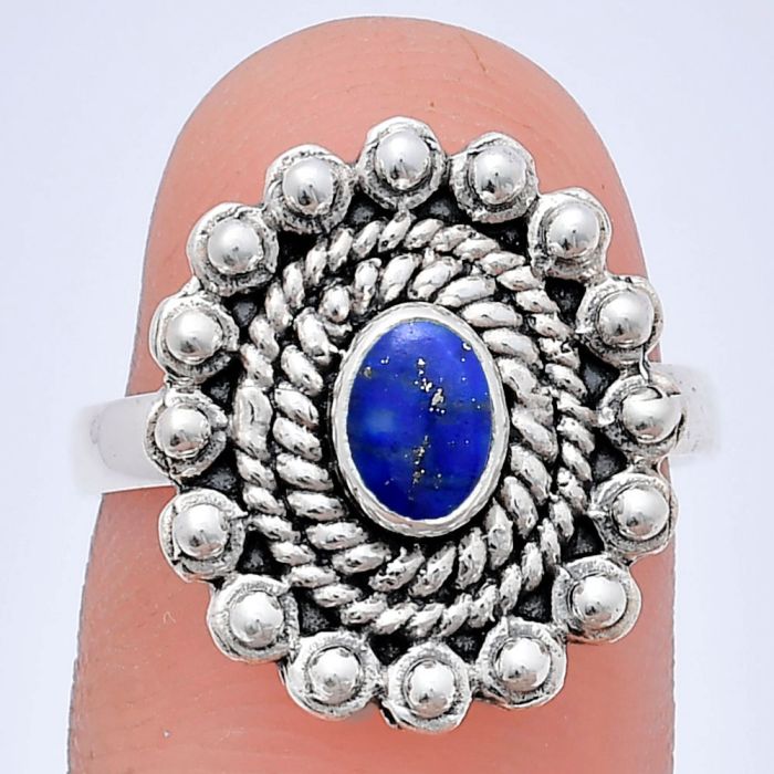 Lapis Lazuli Ring size-7 EXR02590 R-1124, 6x4 mm