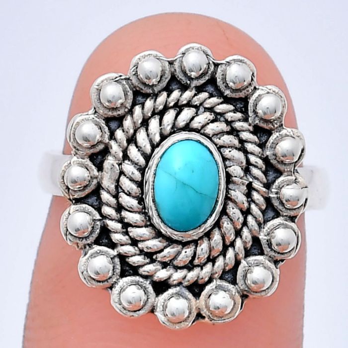 Sleeping Beauty Turquoise Ring size-6 EXR02599 R-1124, 6x4 mm