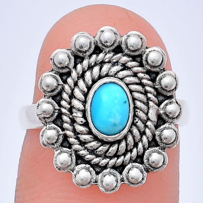 Sleeping Beauty Turquoise Ring size-6 EXR02600 R-1124, 6x4 mm