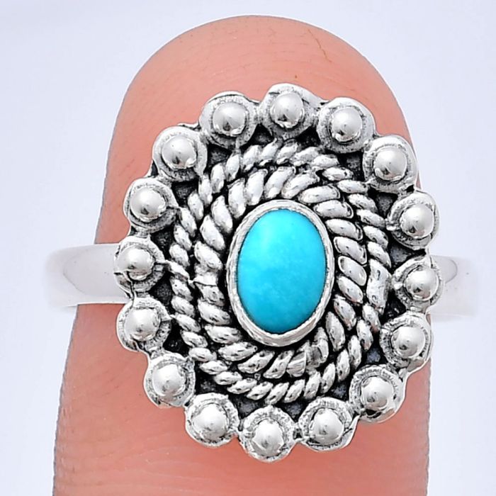 Sleeping Beauty Turquoise Ring size-9 EXR02601 R-1124, 6x4 mm