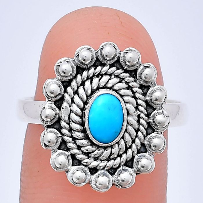 Sleeping Beauty Turquoise Ring size-8.5 EXR02602 R-1124, 6x4 mm