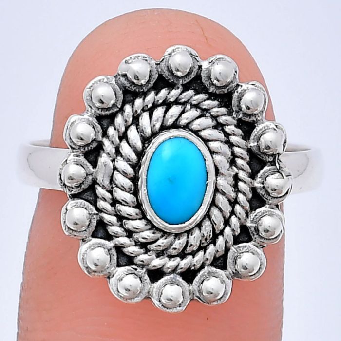 Sleeping Beauty Turquoise Ring size-9 EXR02603 R-1124, 6x4 mm