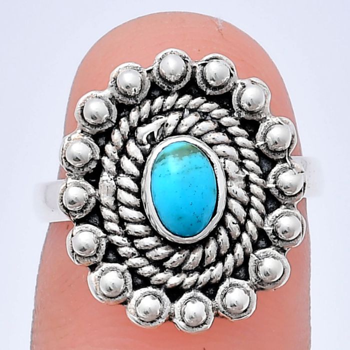 Sleeping Beauty Turquoise Ring size-6 EXR02604 R-1124, 6x4 mm