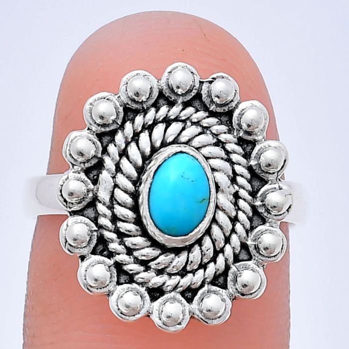 Sleeping Beauty Turquoise Ring size-7 EXR02605 R-1124, 6x4 mm