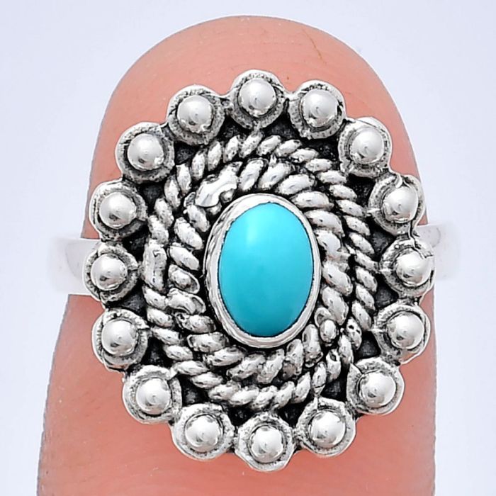 Sleeping Beauty Turquoise Ring size-6 EXR02606 R-1124, 6x4 mm