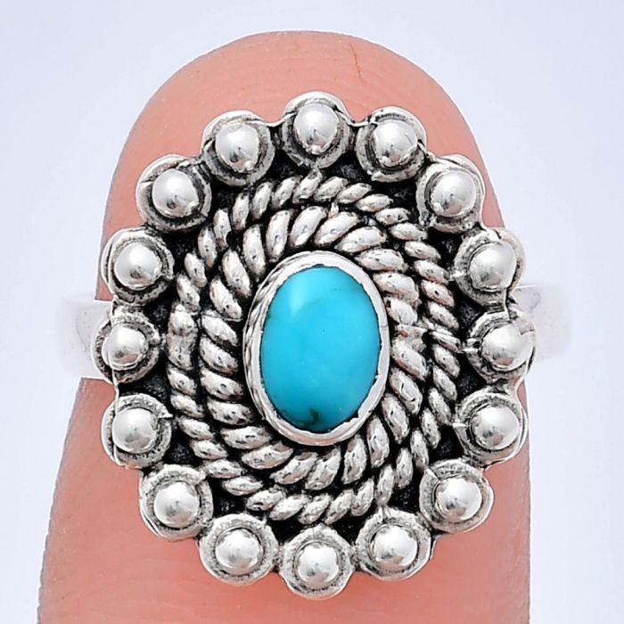 Sleeping Beauty Turquoise Ring size-6 EXR02607 R-1124, 6x4 mm