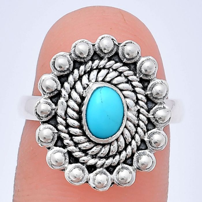 Sleeping Beauty Turquoise Ring size-7 EXR02608 R-1124, 6x4 mm