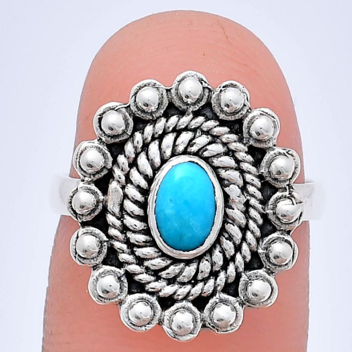 Sleeping Beauty Turquoise Ring size-6 EXR02609 R-1124, 6x4 mm